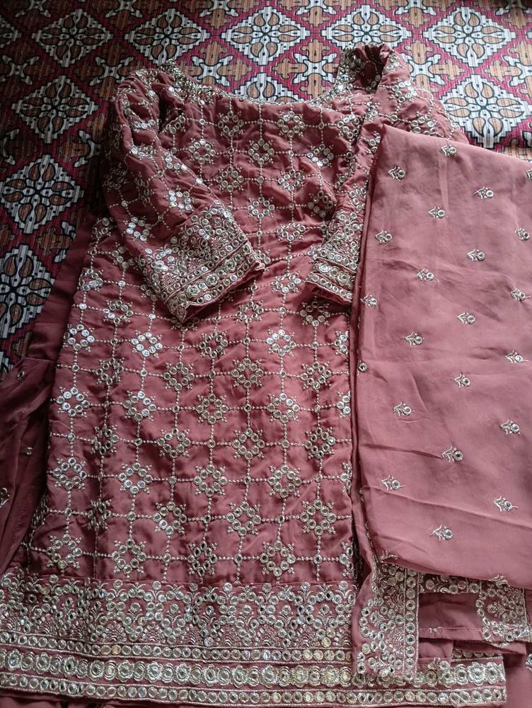 Peach Colour Sharara Suite