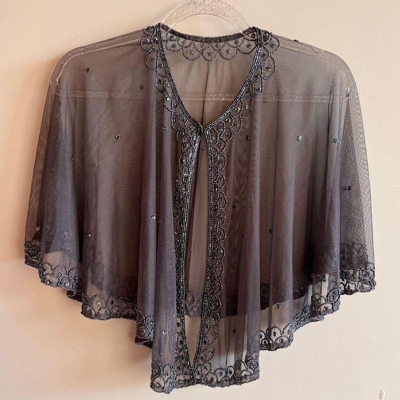Heavy Embellished Cape Shrug