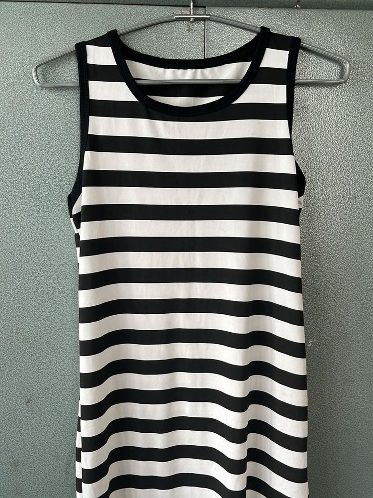 Black and White Striped Tank Dress