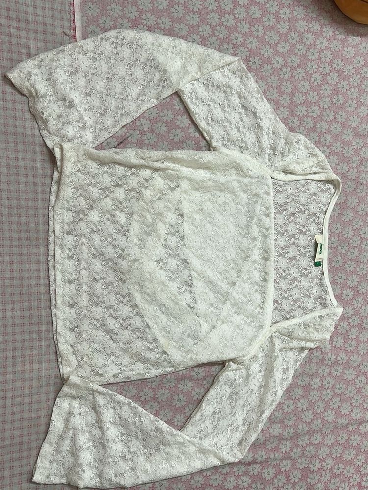 White Sheer Bell sleeves Top 🫶🏻✨