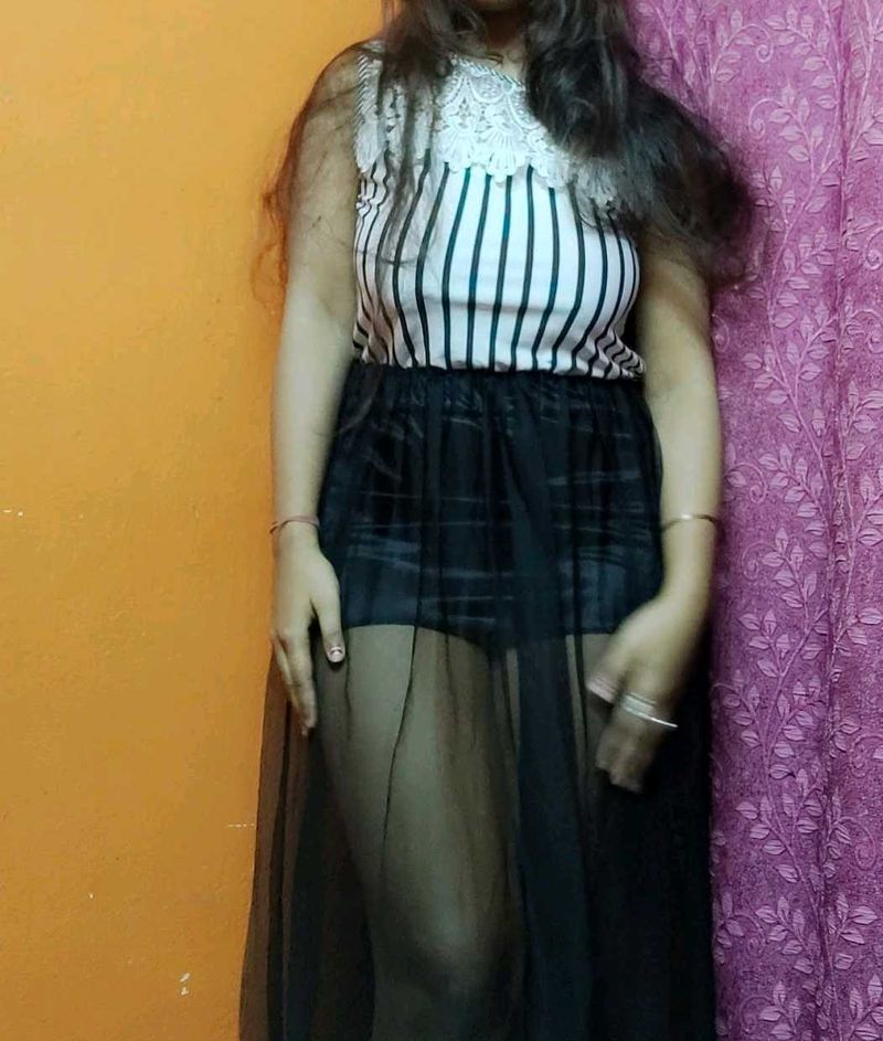 Long Striped Sleeveless Dress