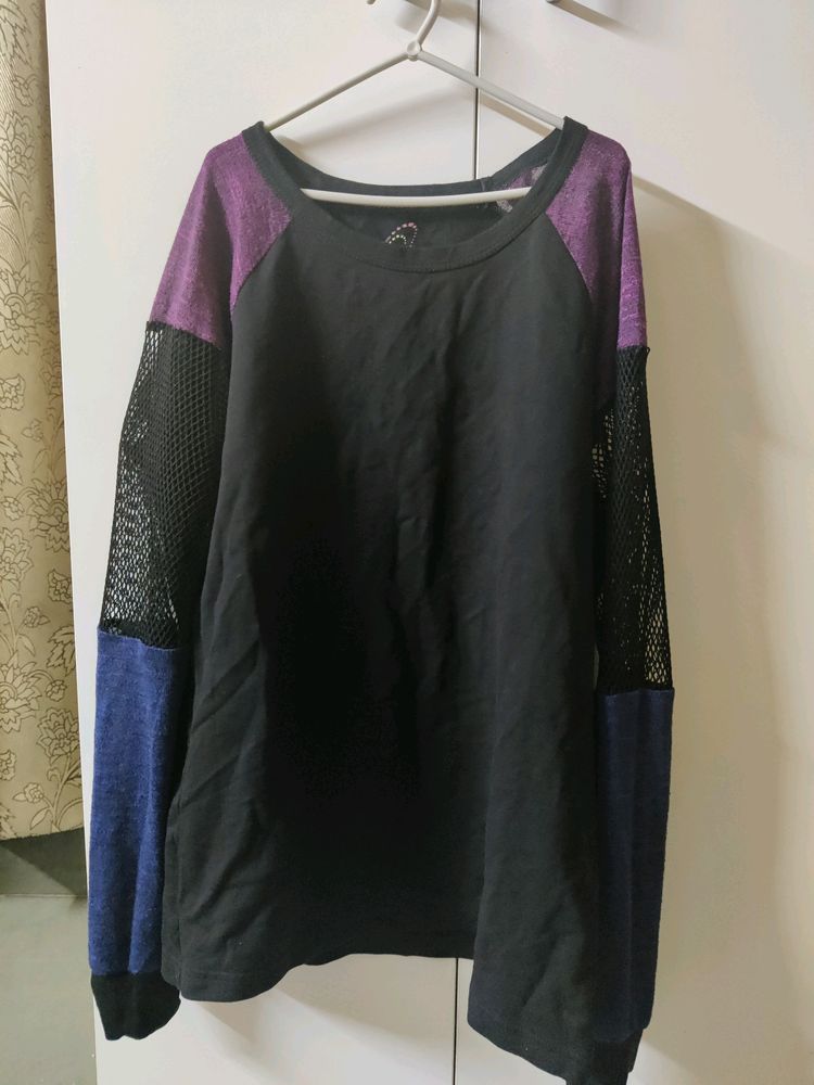 Black Top With Mesh Sleeves