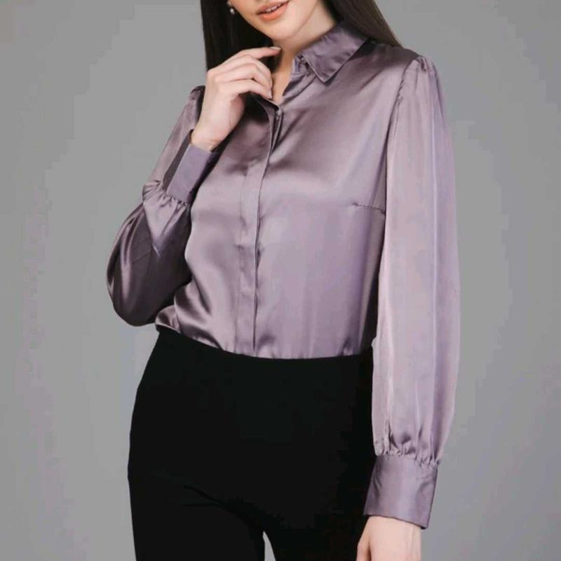 Elegant Lilac Satin Shirt