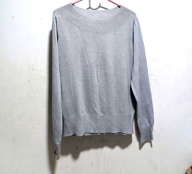 Gray Long Sleeve Knit Top