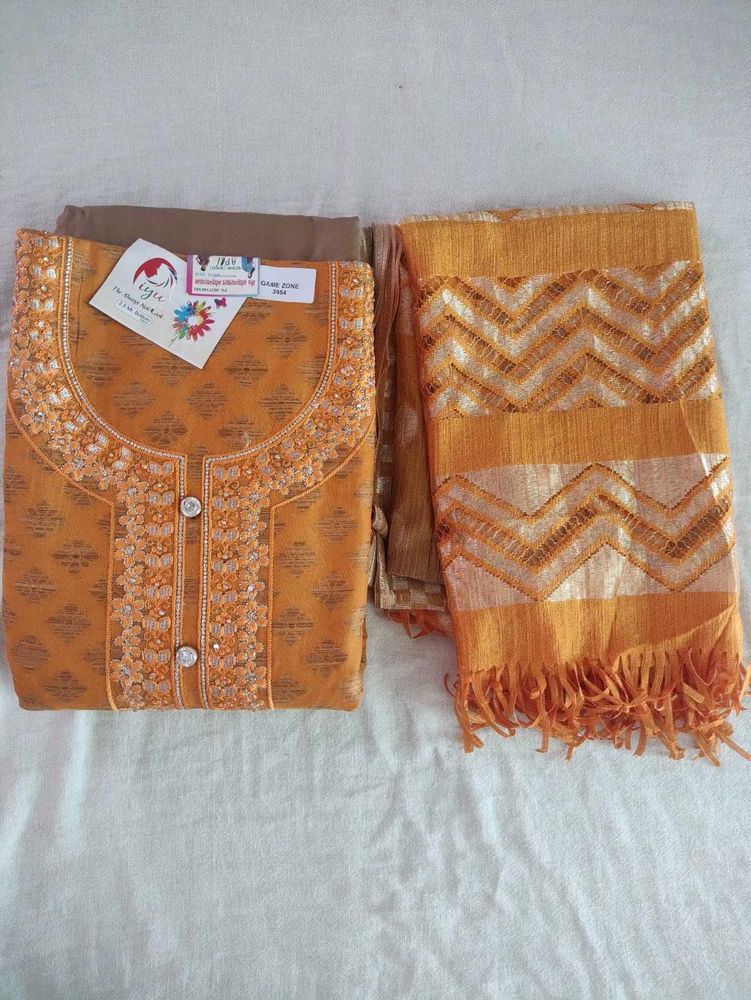 Unstitched Kurta Dress Material for Women, Yellow