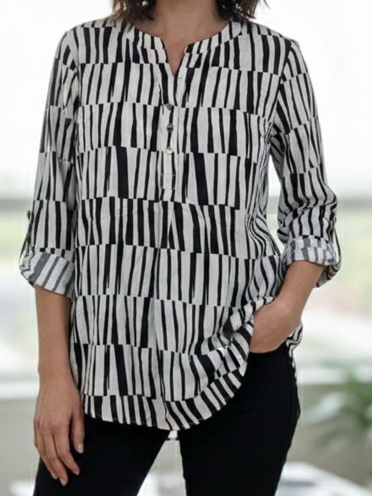 Striped Black &amp; White Blouse