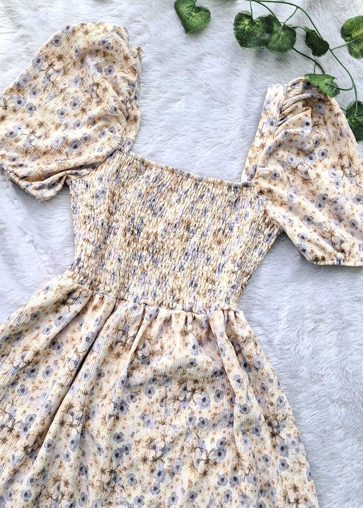 H&amp;M Smocked Floral Dress