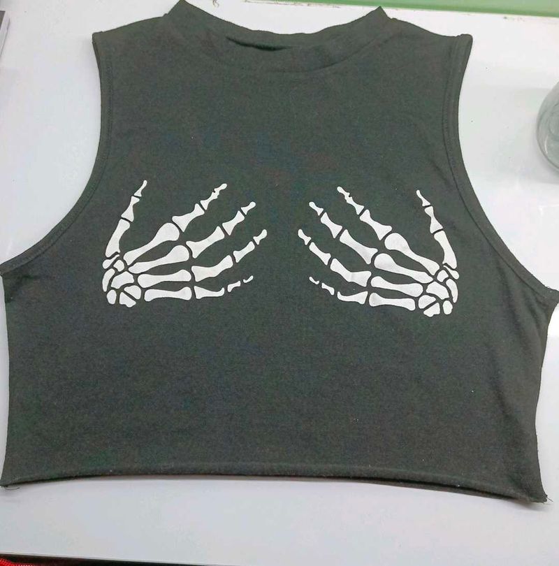 Skeleton Hands Crop Top
