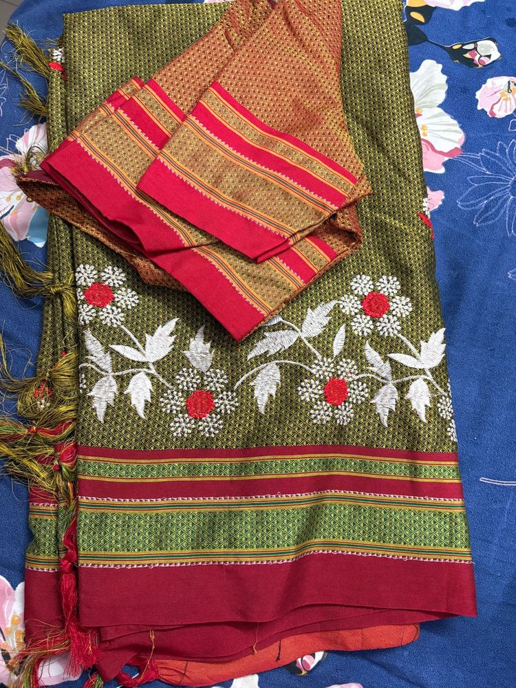 Elegant Ethnic Saree (खन साड़ी)(with Ready Blouse)