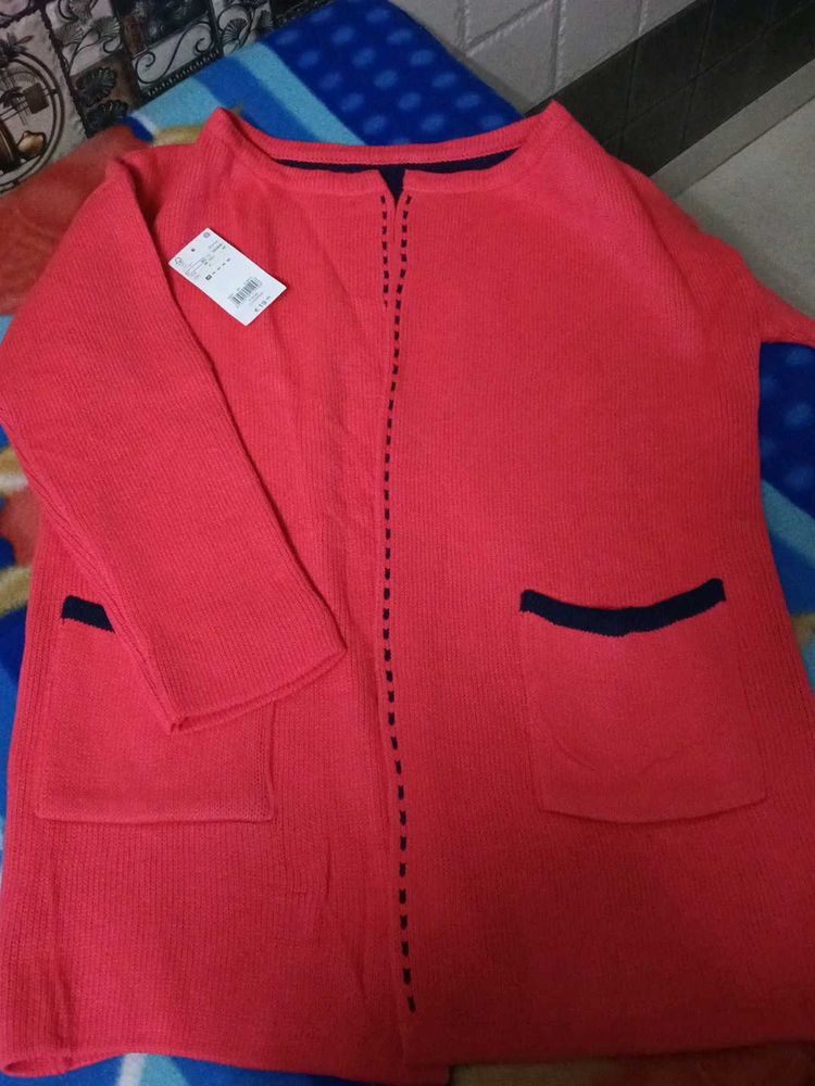 Pink Open Front Cardigan