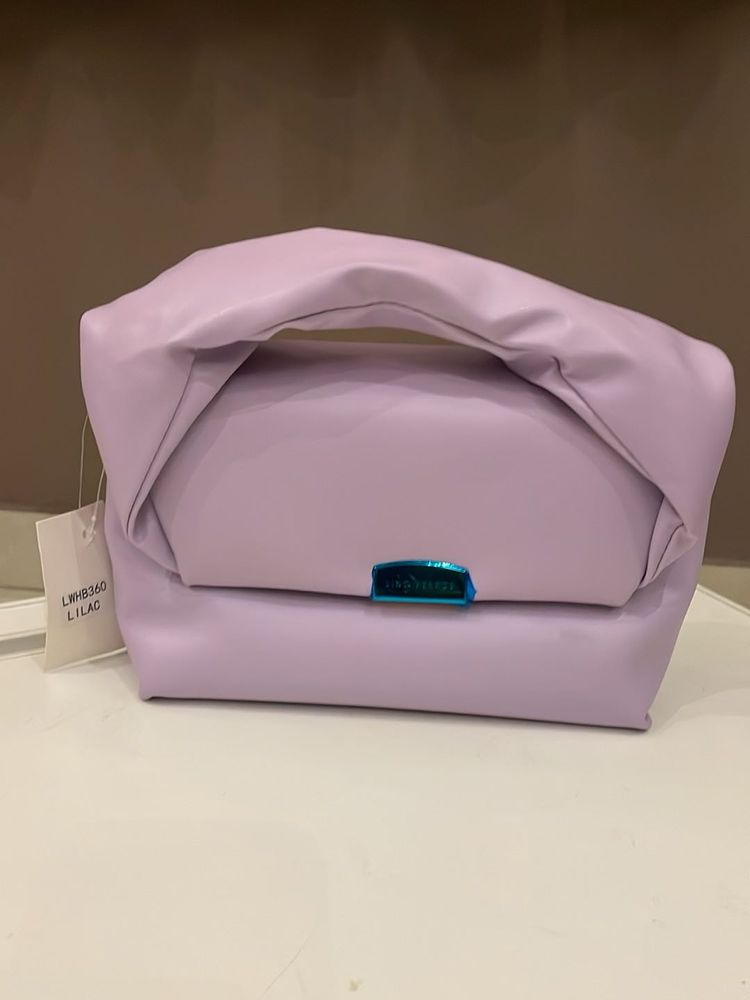 Lilac Puffy Top Handle Bag