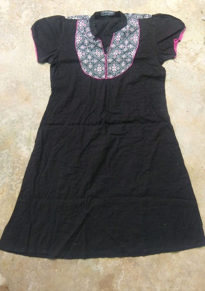 Black Pure Cotton Kurti