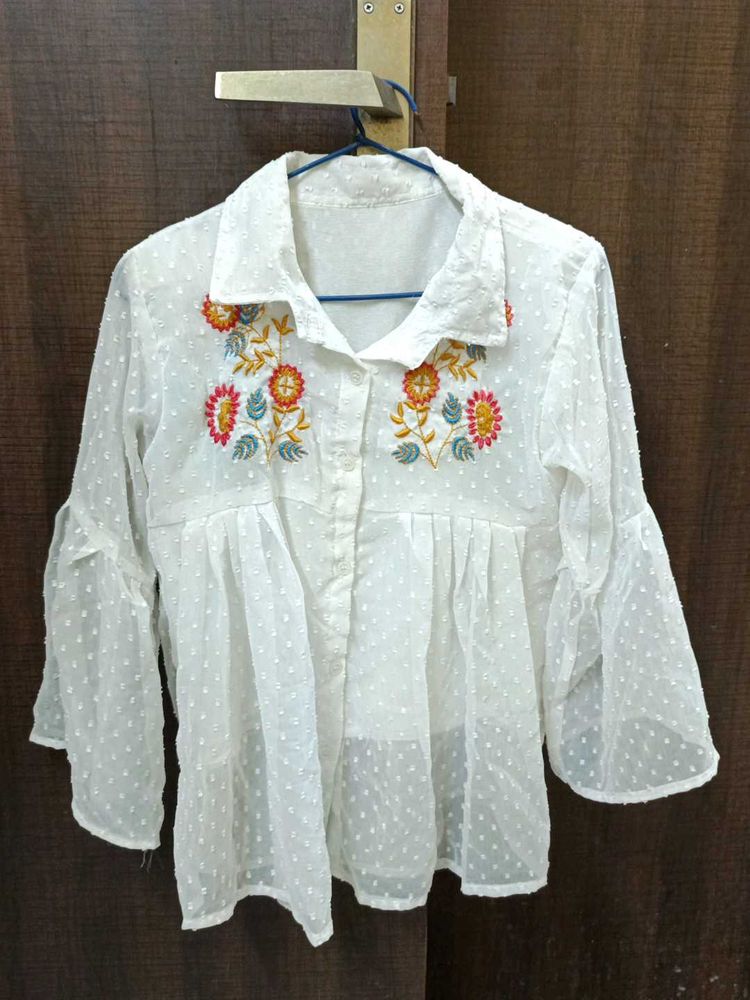 Embroidered White Top