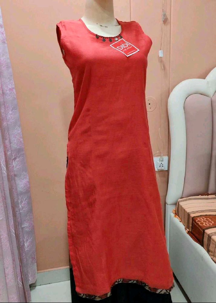New Red Bohemian Sleeveless Kurta