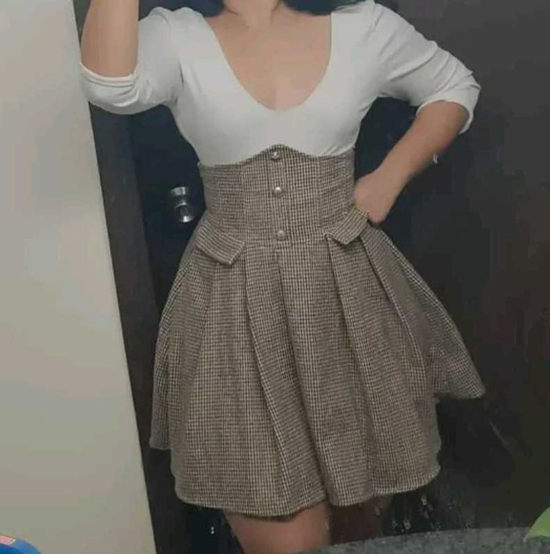 Checked High-Waisted Skirt