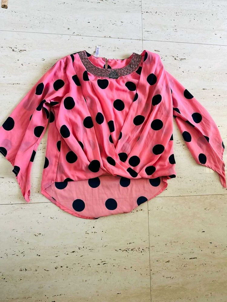 Pink Polka Dot Top