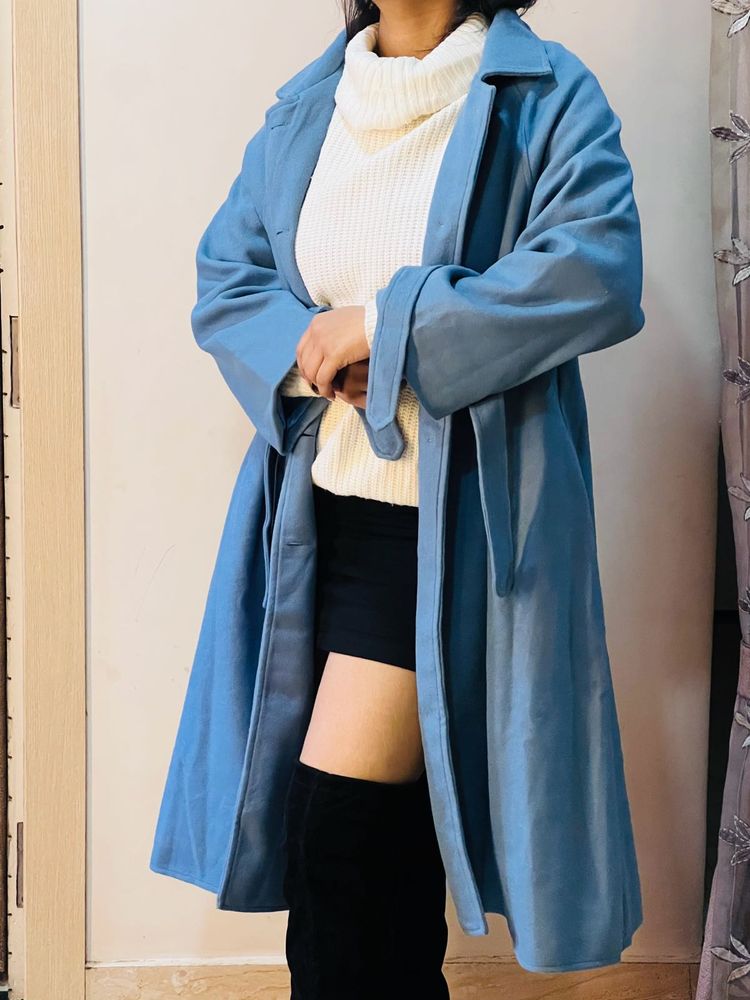 Stylish Blue Trench Coat