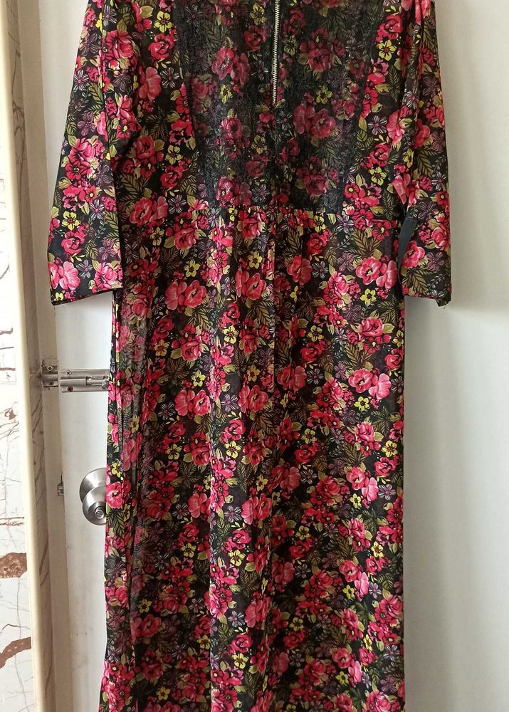 Black mulicored printed kurta