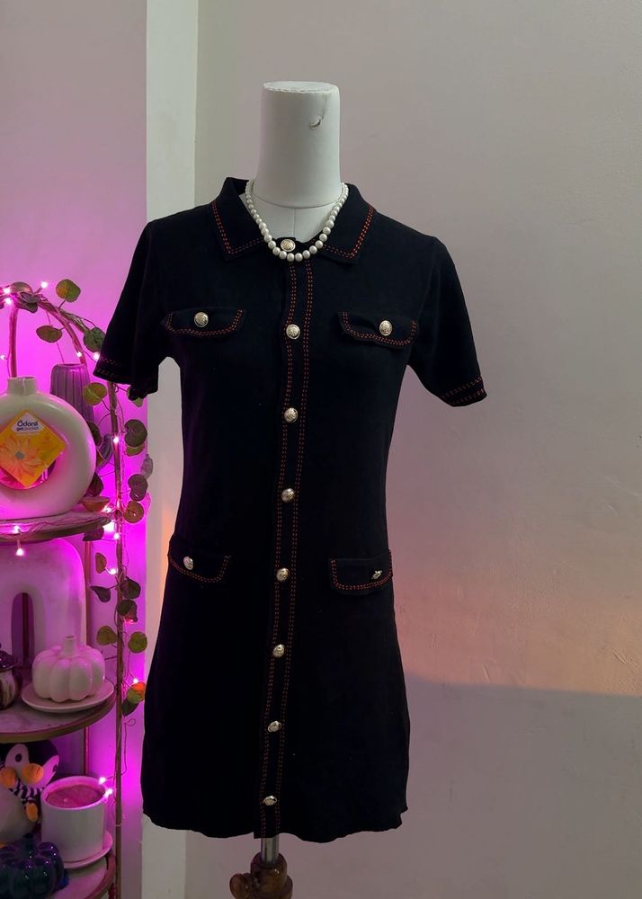 black button down dress