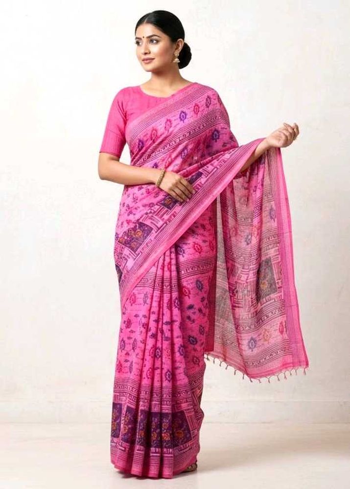 Pink Printed Saree