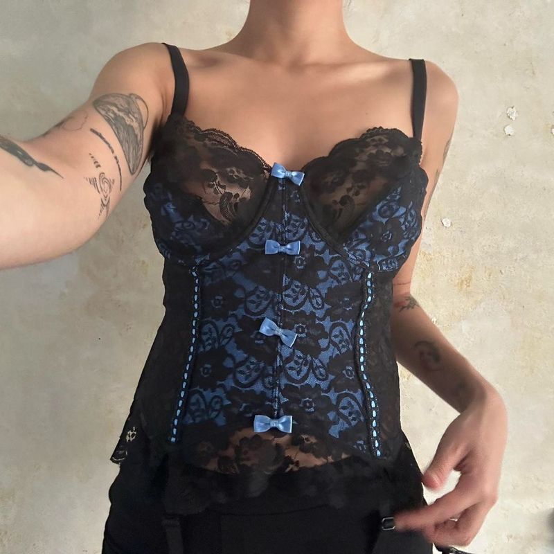 blue Lace Corset Top