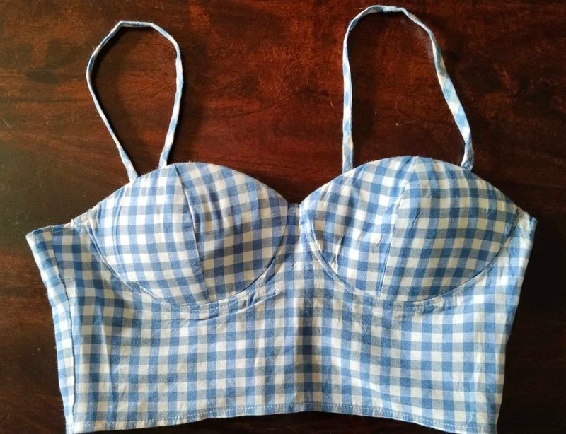 Blue Gingham Crop Top