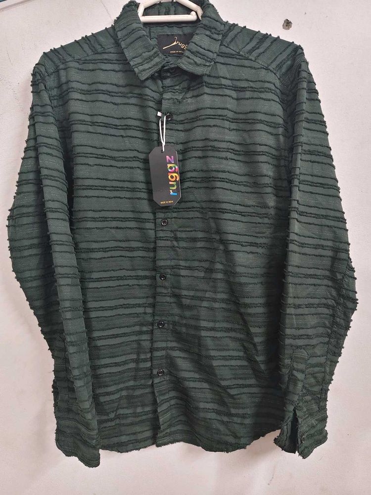Ruggz Green Textured Long Sleeve Shirt
