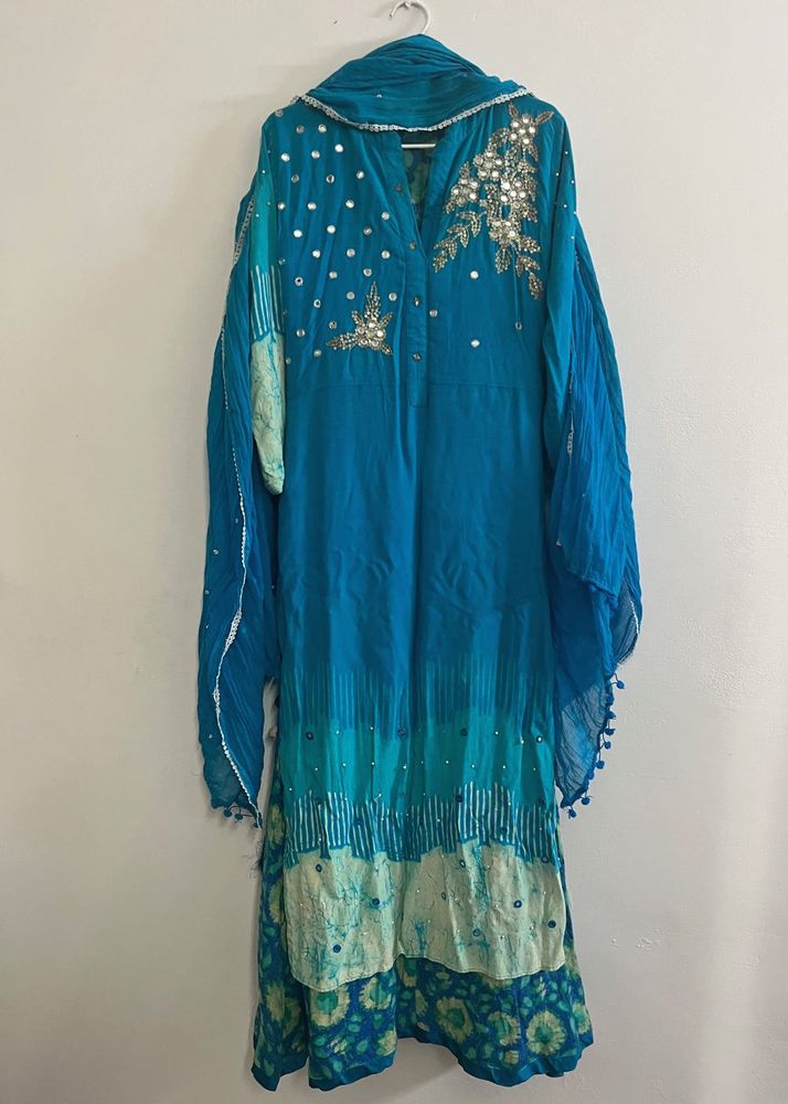 Teal Mirror Embellished Dress