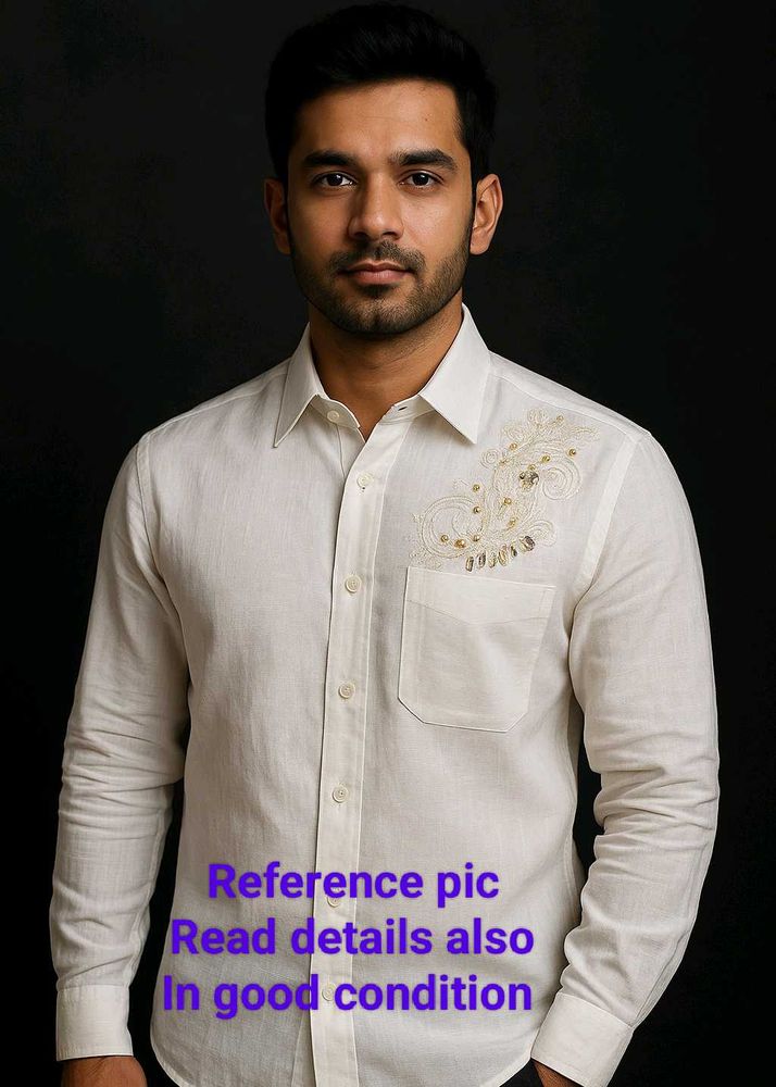 White Embroidered Shirt Mens Good Condition