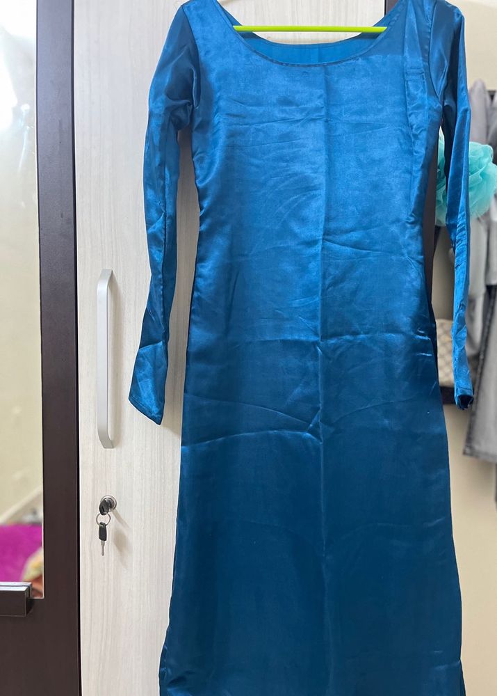 Teal Blue Satin Kurti💙