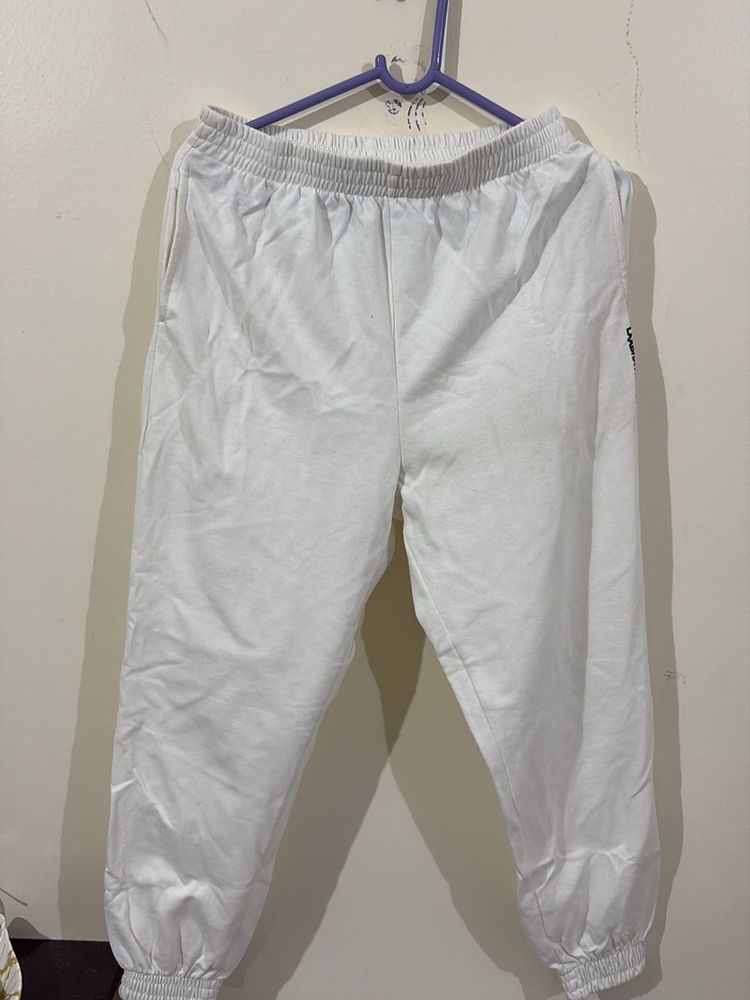 White Cropped Joggers
