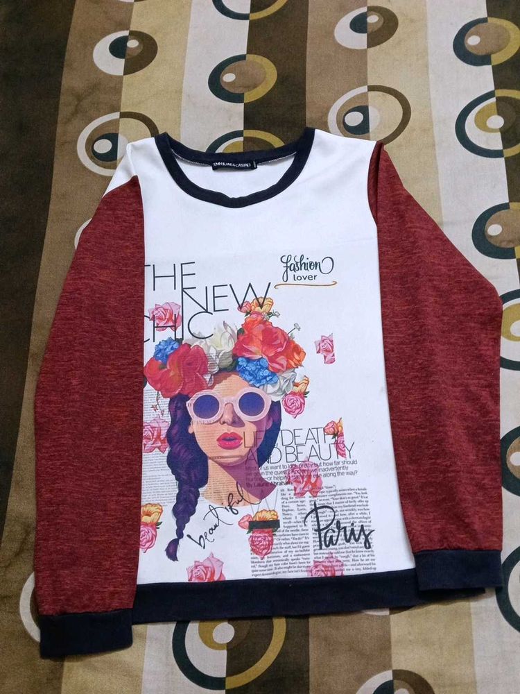 Graphic Print Long Sleeve Top