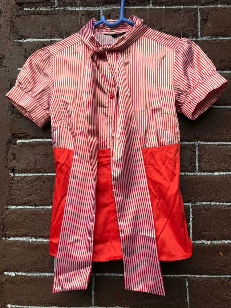 Red &amp; White Striped Blouse