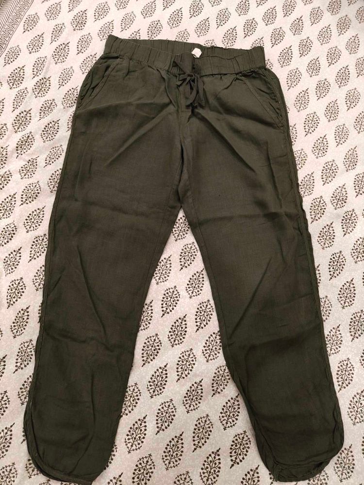 Olive Green Casual Pants