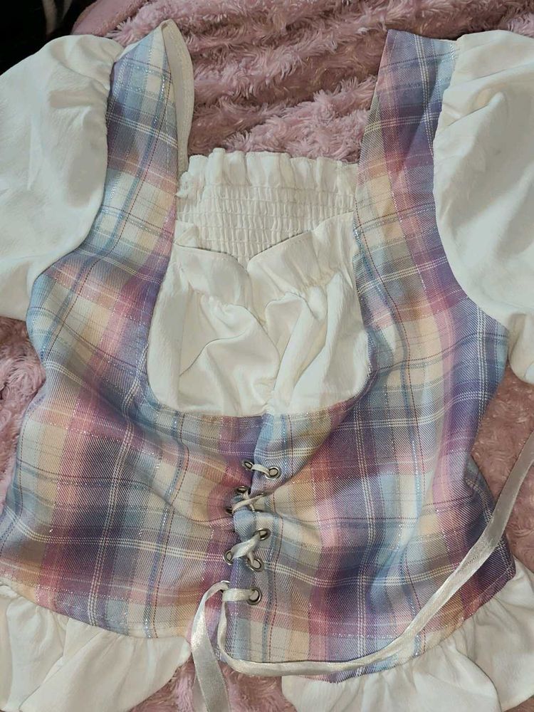 Pastel Plaid Corset Top