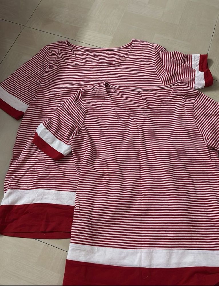 Set of two Striped Red &amp; White Top