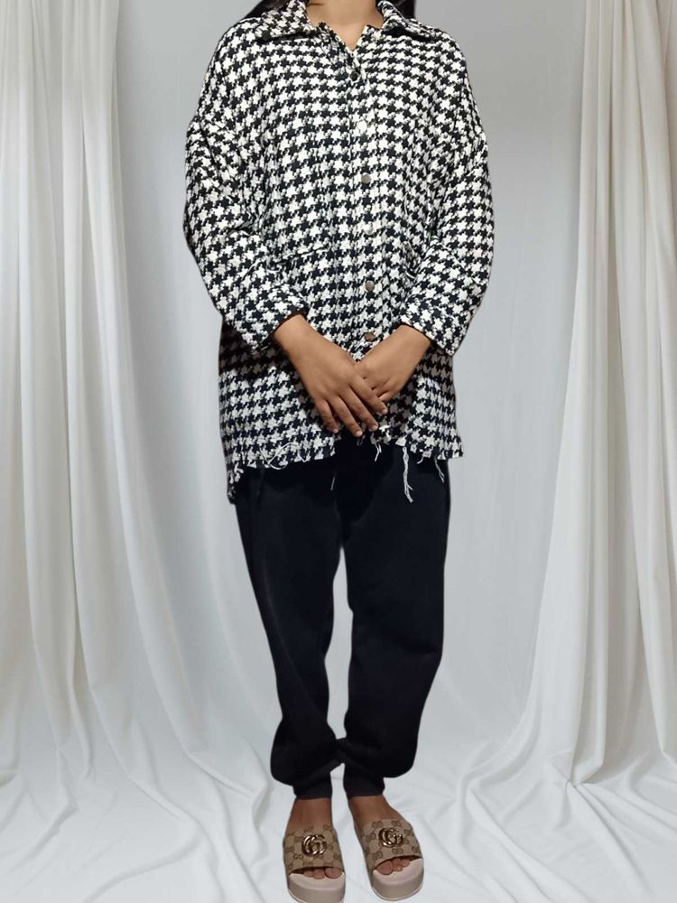 Houndstooth Fringed Jacket