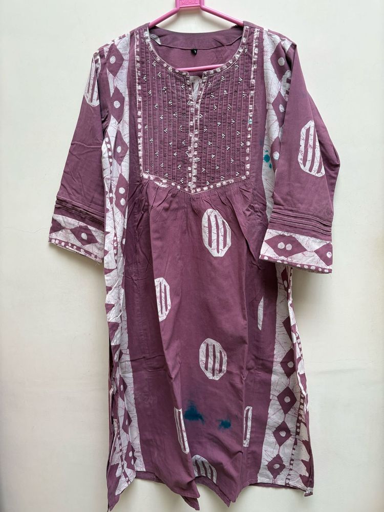 Purple Patterned Kurta Set
