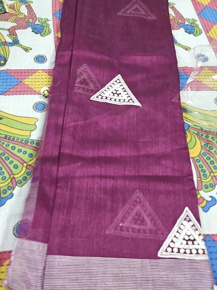 Chandri Cotton  Saree Same Blouse