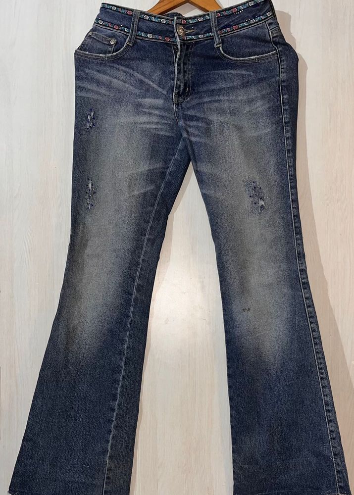 Embellished Flare Leg Jean