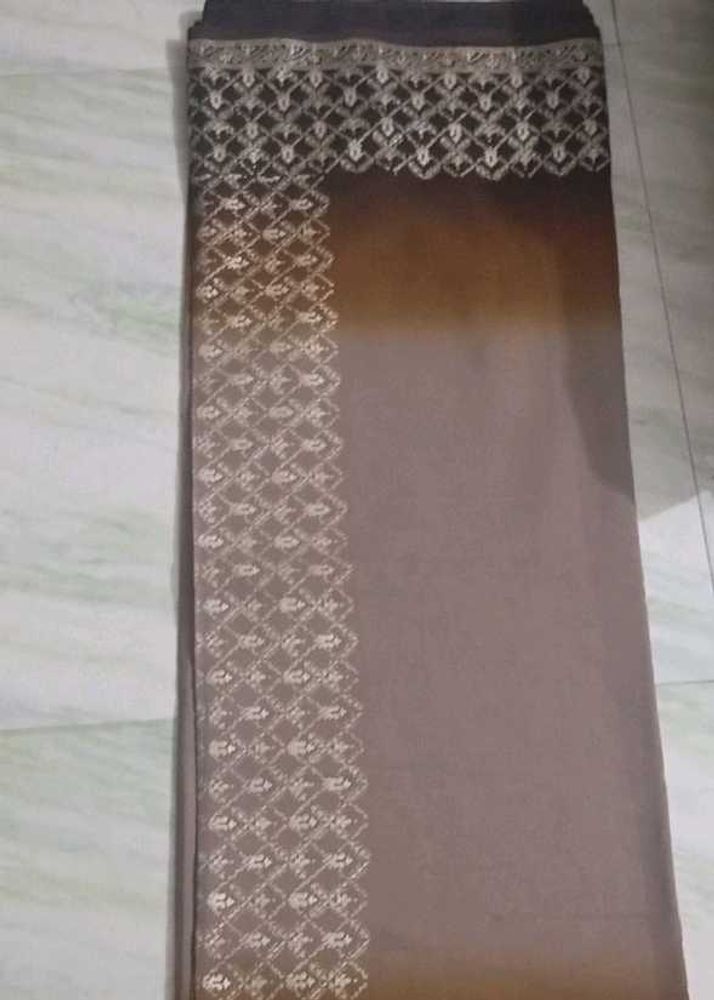 Elegant Brown &amp; Gold Saree