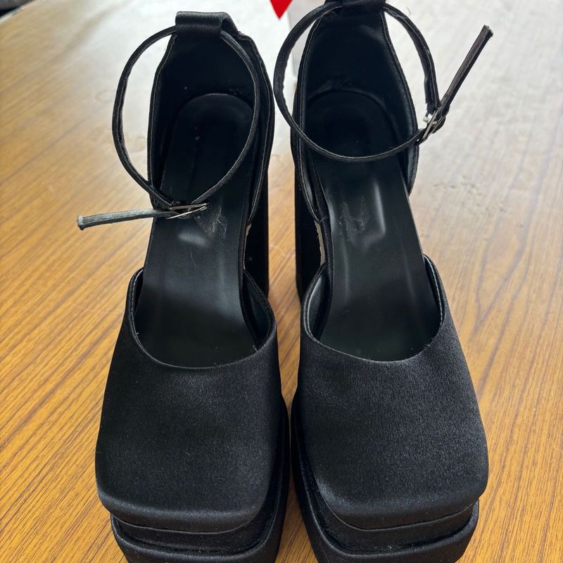 Black Platform Heels with Ankle Strap