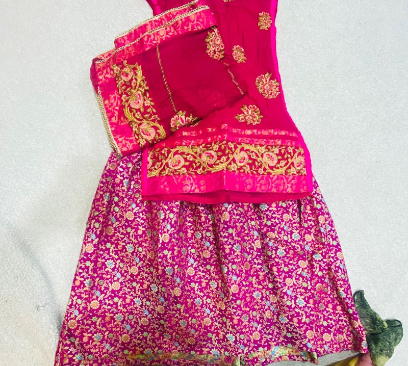 Magenta colour Banarasi Garara with heavy Dupatta