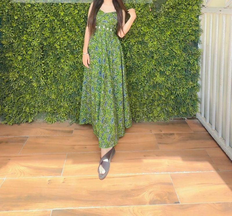 Green Printed Maxi Dress