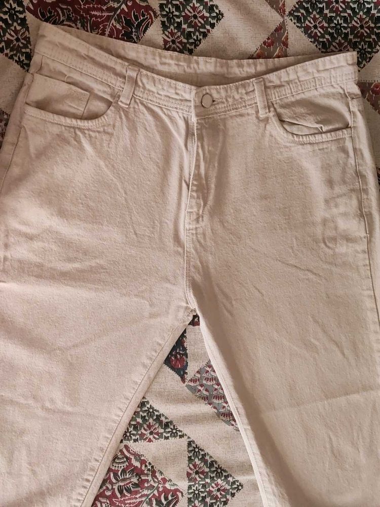 Beige Straight Pants