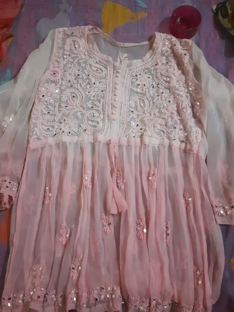 Pink Festive Short Kurti