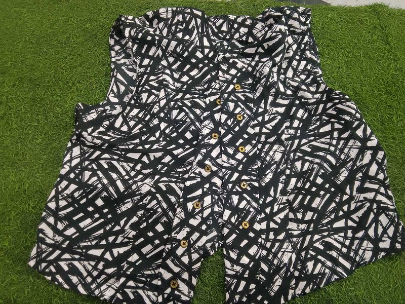 Abstract Print Open Jacket