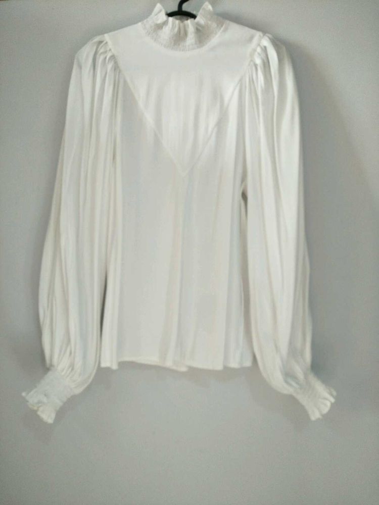 Bishop Sleeves With Smocked Neck Details