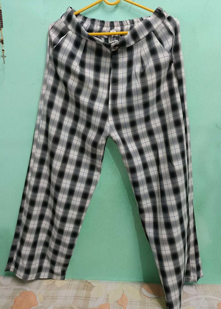 Plaid Wide Leg Pants