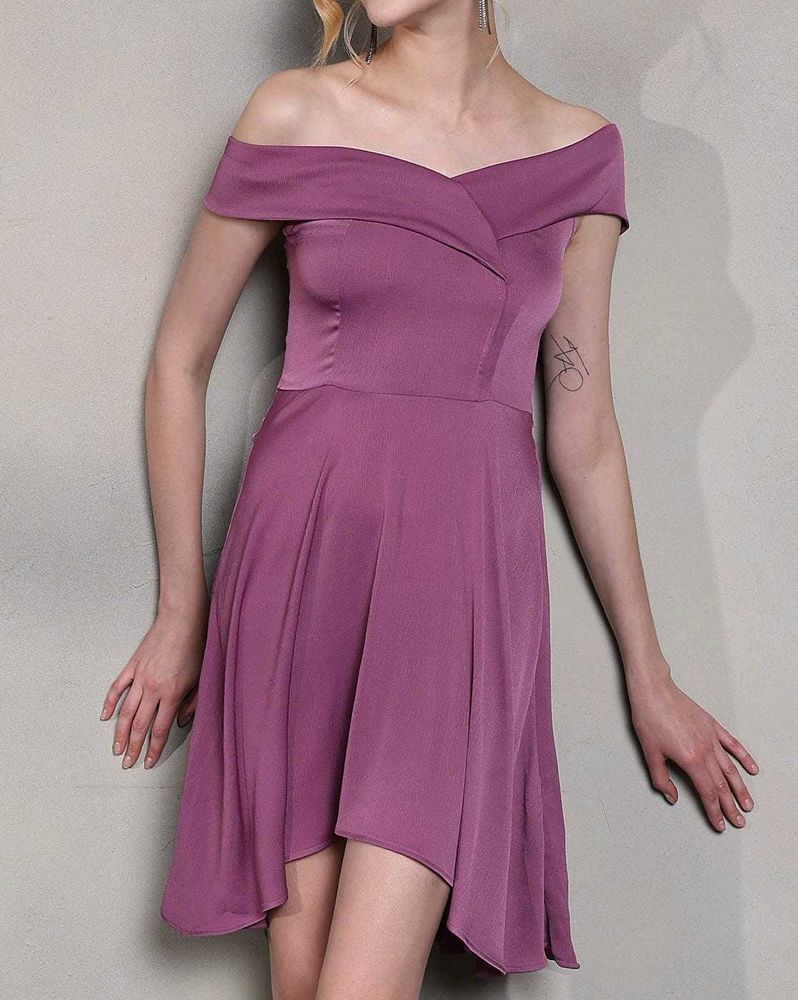 Chic Purple Off-Shoulder Dress